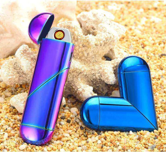 Heart—Shaped USB Charge Metal Electronic Lighter