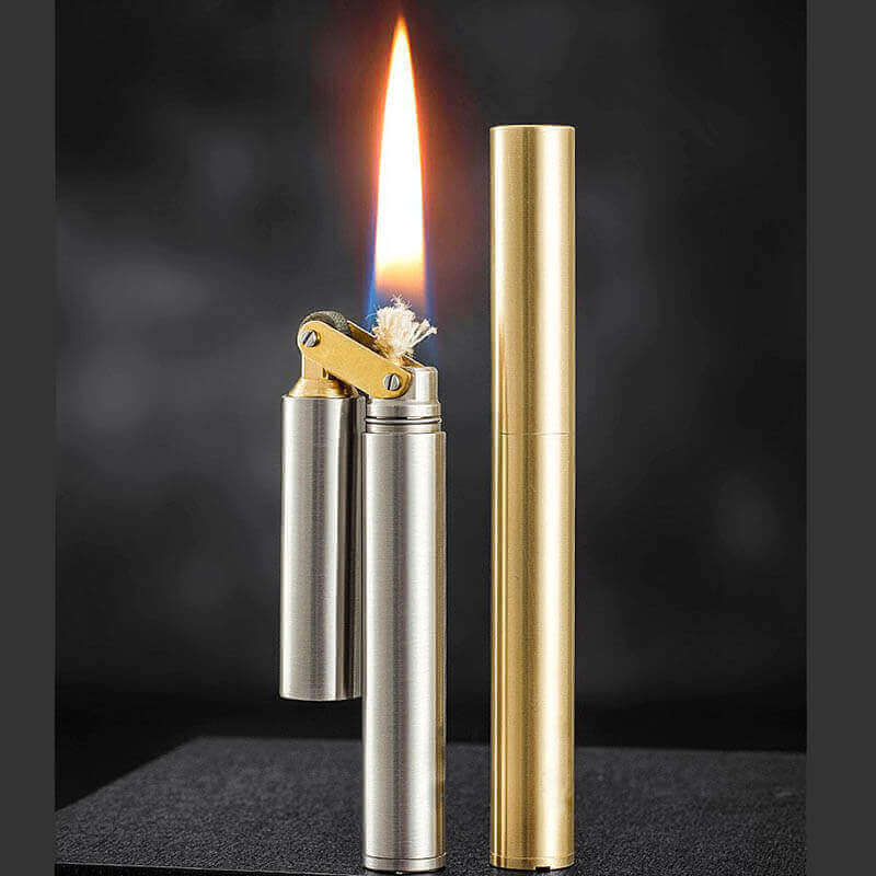 Nunchaku Style Lighter | Compact Brass Metal Oil Lighter with Flip Top Design and Collectible EDC Appearance