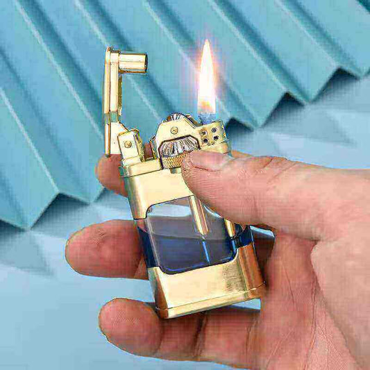 Gear linkage ignition transparent bin kerosene lighter