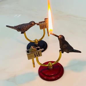 Handmade pure copper bird desktop kerosene lighter Re-engraved 1940 antique semi-automatic