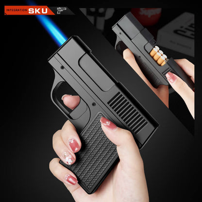 Creative Gun Type Cigarette Case Lighter | Straight Punch Windproof Torch Flame EDC Lighter
