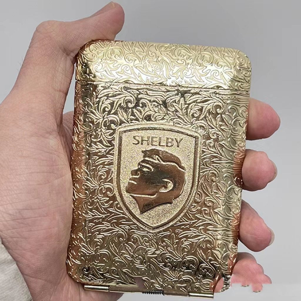 Shelby Style Vintage Cigarette Case | Three-Open Thick Metal Engraved Tobacco Box with Retro Floral Carving