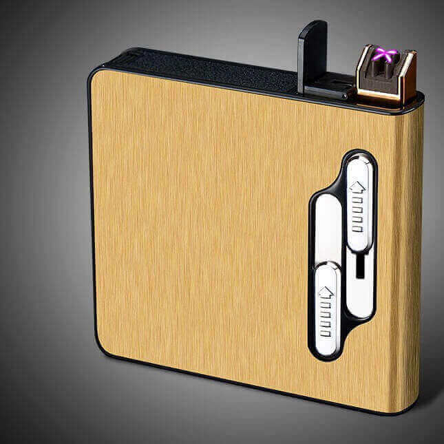 Double arc rechargeable cigarette lighter automatic cigarette case