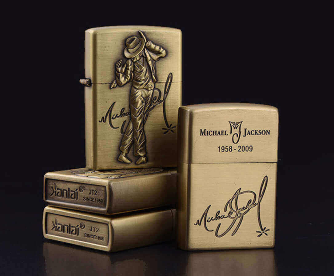 Michael Jackson Embossed Bronze Lighter | Vintage Windproof Kerosene Flip Top EDC Lighter