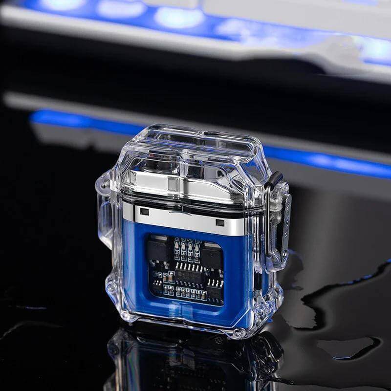 Waterproof Transparent Double Arc Lighter | Rechargeable Windproof Electric Plasma Lighter with LED Display