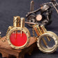Antique Pocket Watch Lighter | Vintage Brass Kerosene Oil Lighter with Transparent Fuel Tank & Chain