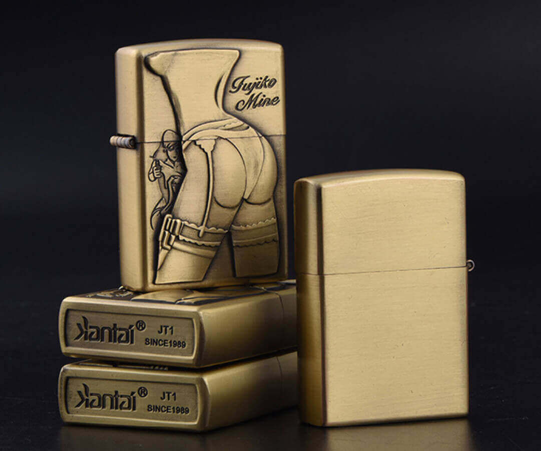 Bronze Embossed Wild Girl Kerosene Lighter | Vintage Windproof Flip Top EDC Lighter