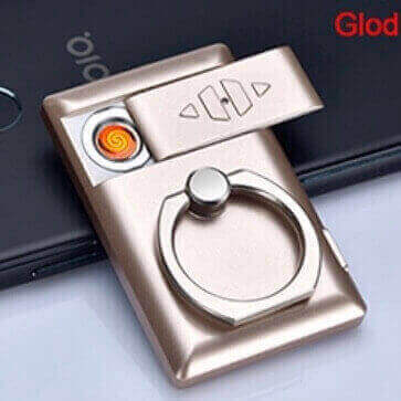 USB Rechargeable Phone Holder Lighter | Square Electric Arc Lighter with 360° Rotating Phone Stand Design