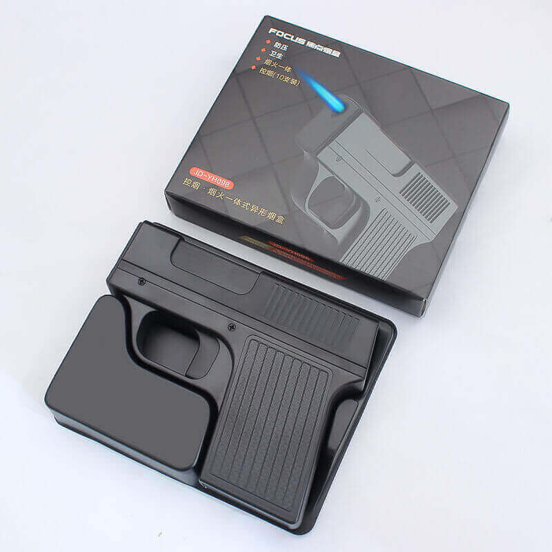 Creative Gun Type Cigarette Case Lighter | Straight Punch Windproof Torch Flame EDC Lighter