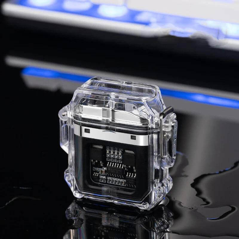 Waterproof Transparent Double Arc Lighter | Rechargeable Windproof Electric Plasma Lighter with LED Display