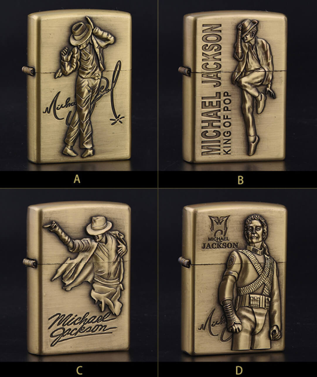 Michael Jackson Embossed Bronze Lighter | Vintage Windproof Kerosene Flip Top EDC Lighter