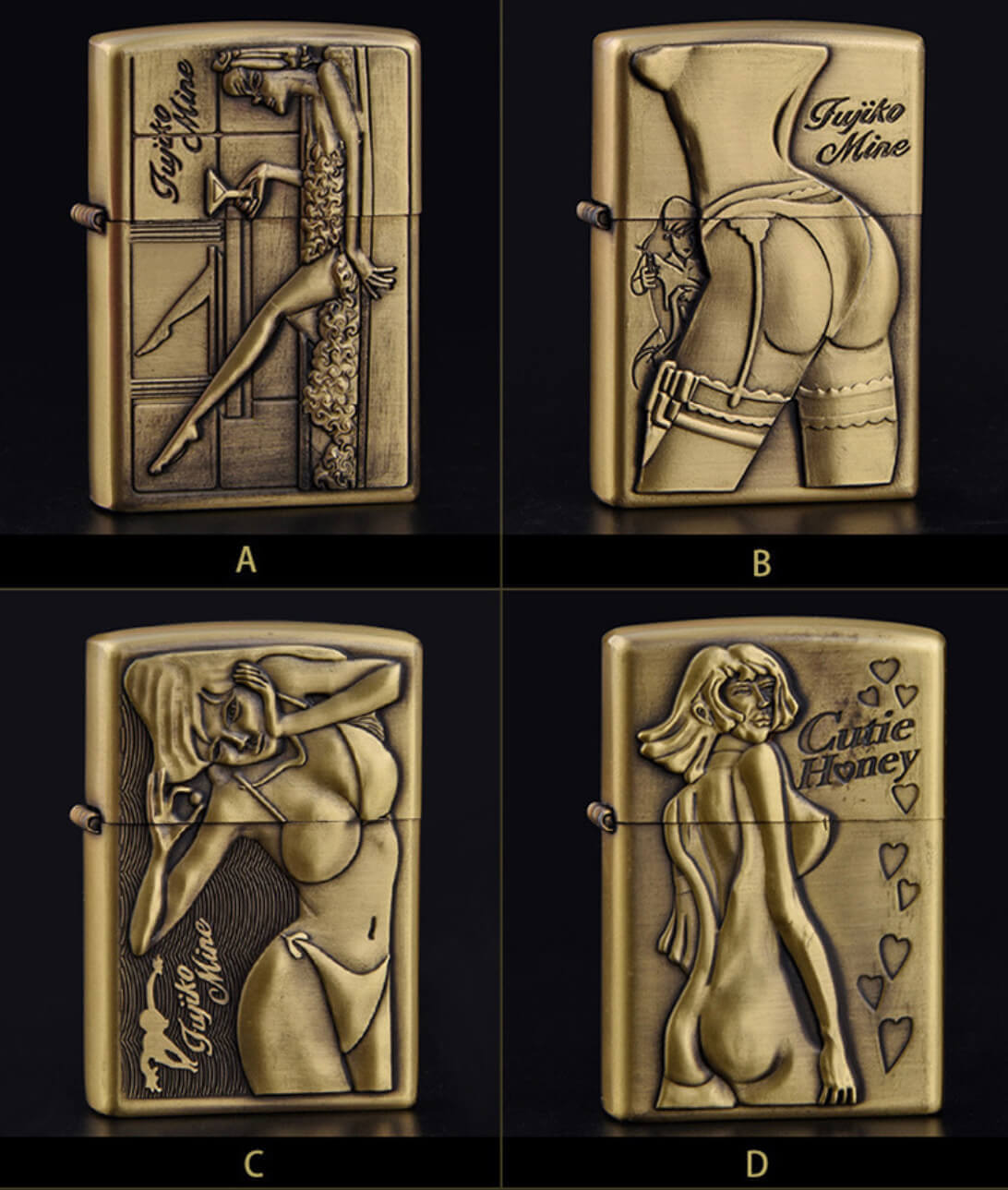 Bronze Embossed Wild Girl Kerosene Lighter | Vintage Windproof Flip Top EDC Lighter