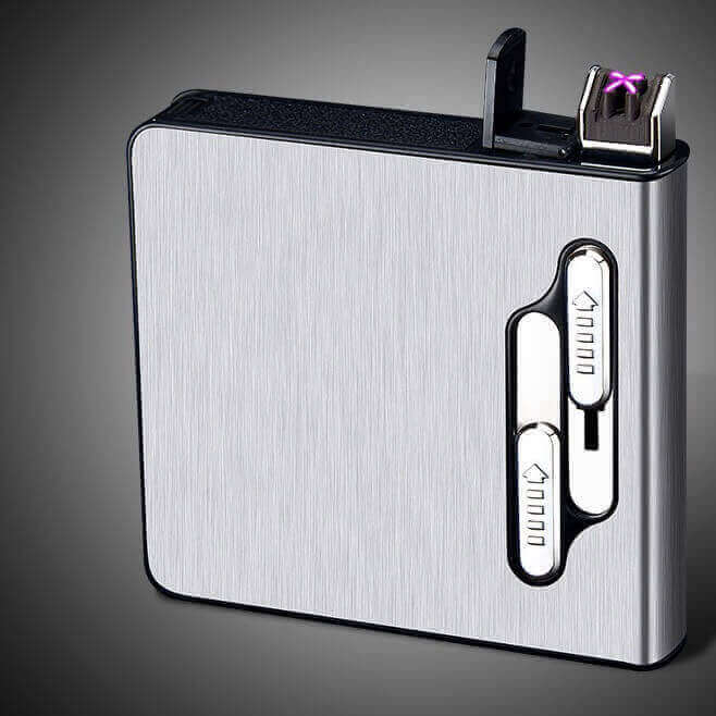 Double arc rechargeable cigarette lighter automatic cigarette case