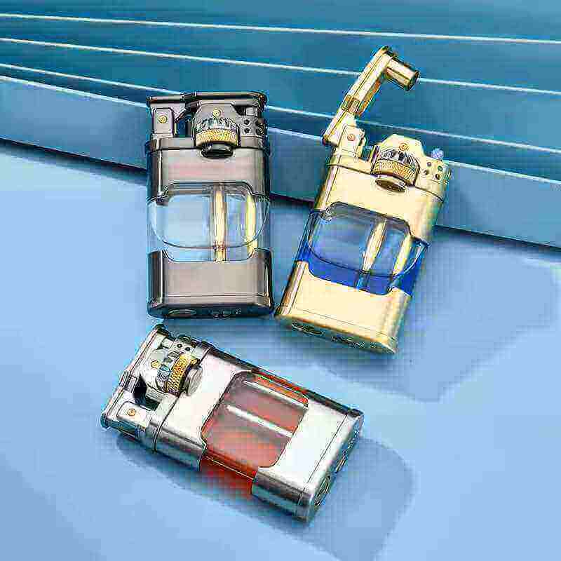 Gear Linkage Kerosene Lighter | Transparent Fuel Tank Vintage Windproof Oil Lighter