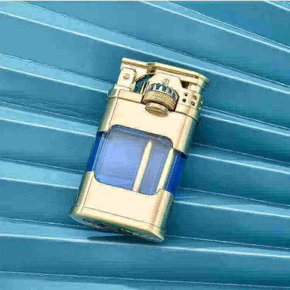 Gear Linkage Kerosene Lighter | Transparent Fuel Tank Vintage Windproof Oil Lighter