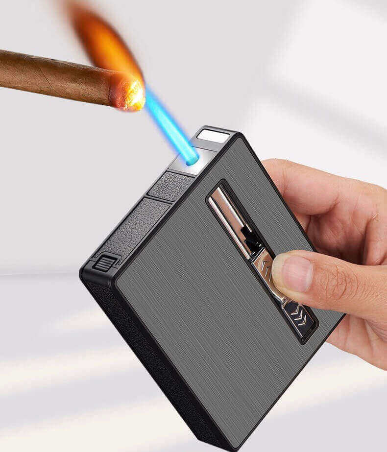 Rechargeable Cigarette Case Lighter | Windproof USB Metal Cigarette Holder & Lighter Combo
