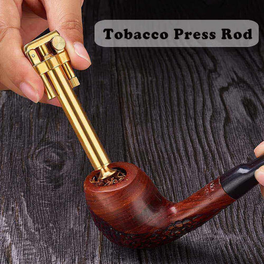 Brass Pipe Lighter | Long Handle Vintage Kerosene Lighter with Tobacco Press Rod & Flint Ignition