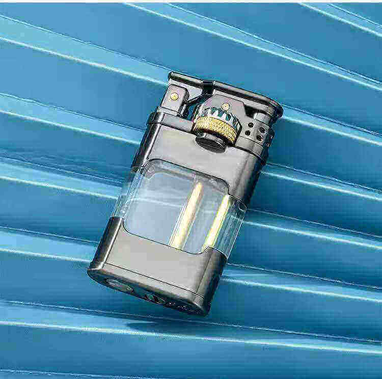 Gear linkage ignition transparent bin kerosene lighter