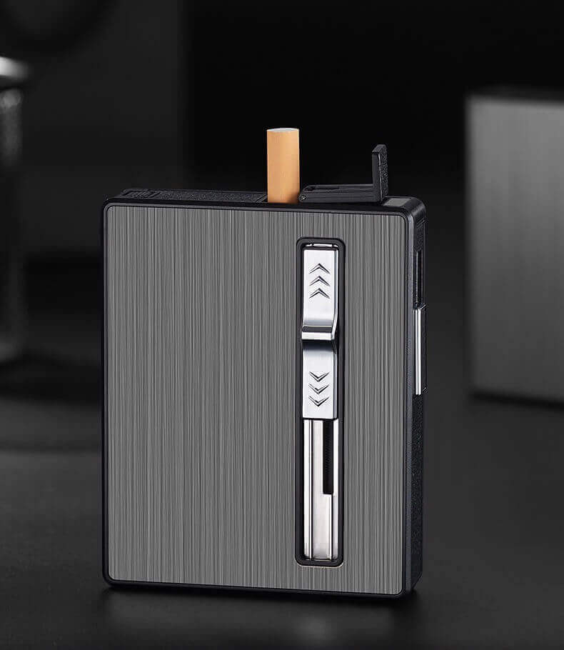 Rechargeable Cigarette Case Lighter | Windproof USB Metal Cigarette Holder & Lighter Combo